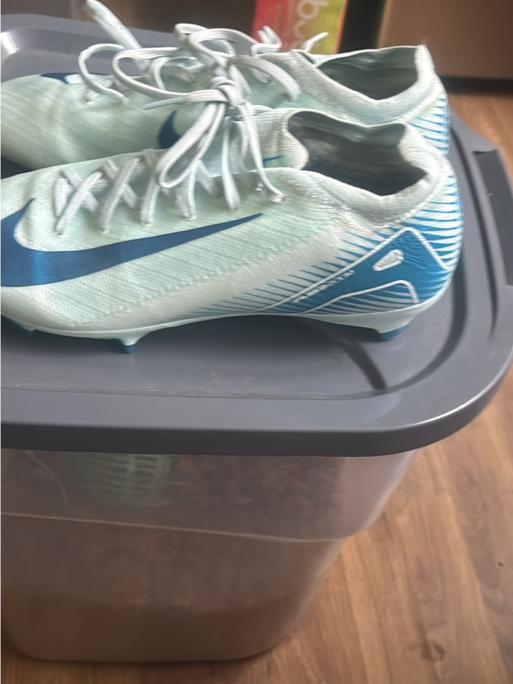 Nike Light Mint Green and Blue Men's Soccer Cleats